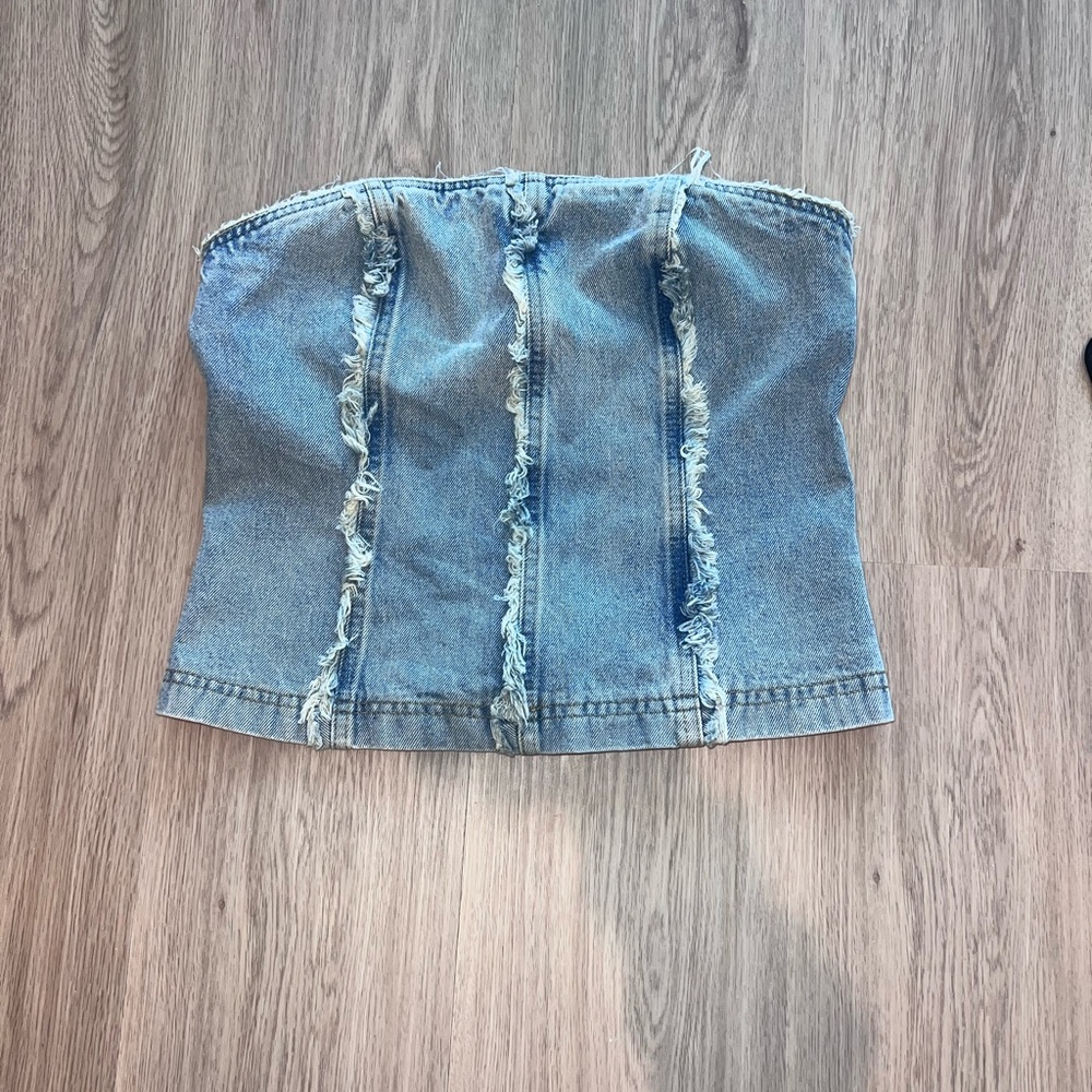 Denim Strapless Top